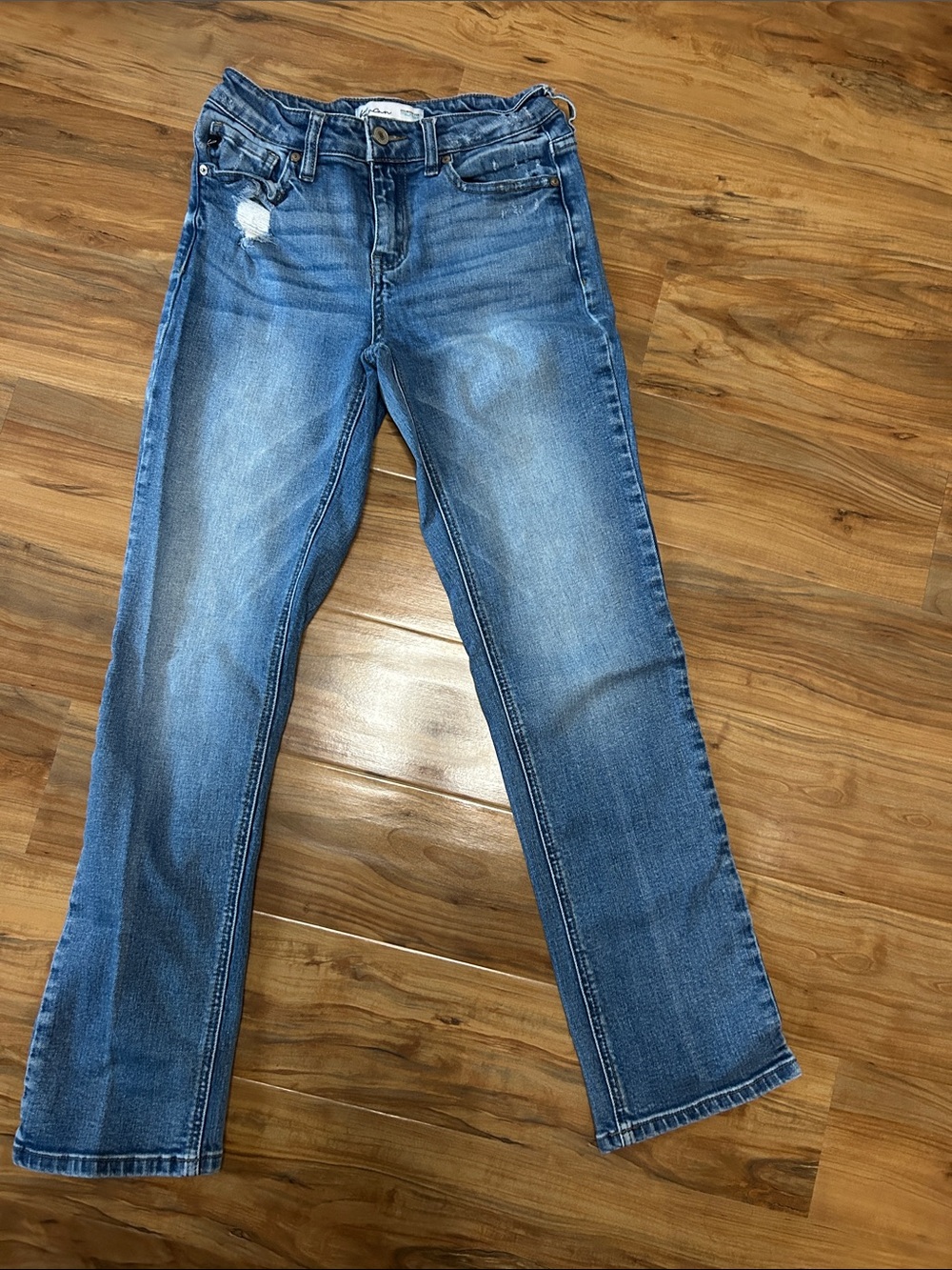 KanCan Medium Wash Straight-Leg Jeans with Light Distress